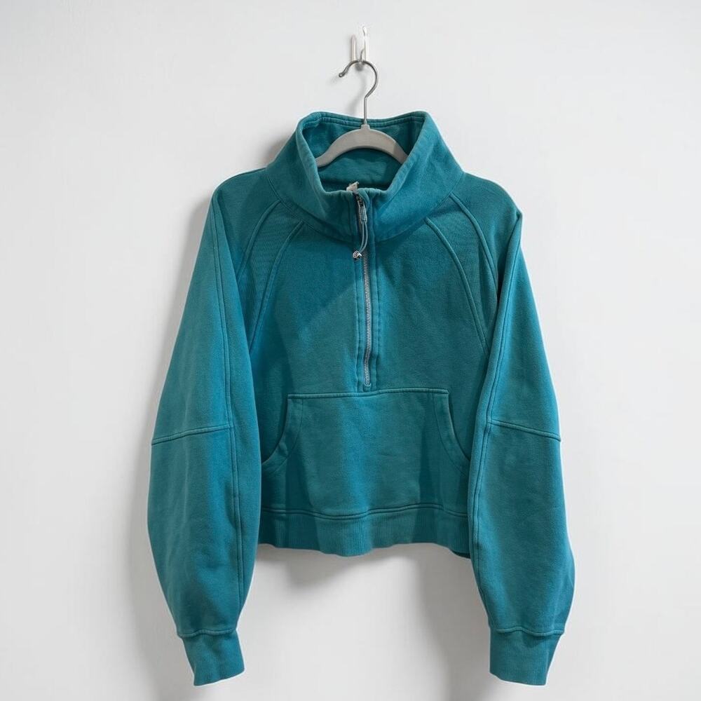 Lululemon Scuba Half Zip Hoodie XL XXL Teal Oversized Funnel Neck Pullover